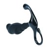 Rippled with Hard Loop Silicone Prostate Massager - L - Black